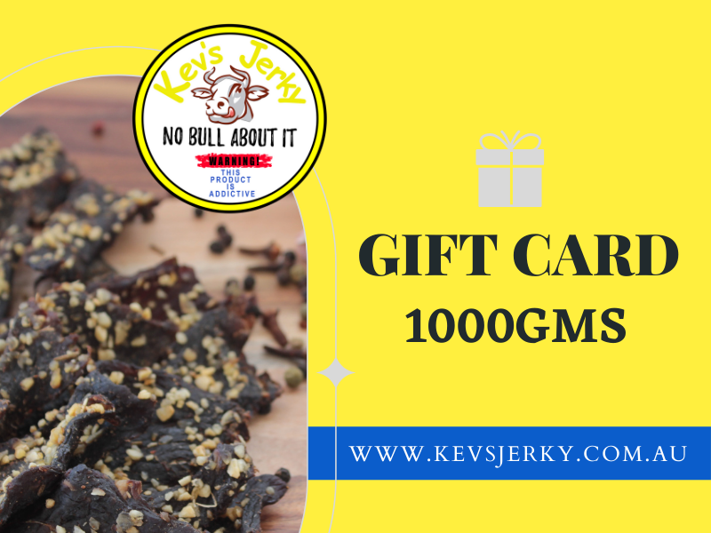 Gift Card 100g bag of jerky free postage. Australian beef jerky co made from australian beef and manufactured in central Queensland. aussi beef jerky. With recycable bag. Best beef jerky
