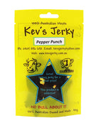 Pepper Punch 40g beef jerky bag. Australian beef jerky co made from australian beef and manufactured in central Queensland. aussi beef jerky. With recycable bag.
