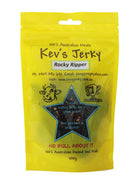 Rocky Ripper 100g Award winning beef jerky bag. Australian beef jerky co made from australian beef and manufactured in central Queensland. aussi beef jerky. With recycable bag.