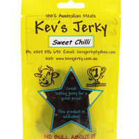 Sweet Chilli 40g Award winning beef jerky bag. Australian beef jerky co made from australian beef and manufactured in central Queensland. aussi beef jerky. With recycable bag. Best beef jerky