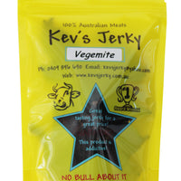 Vegimite 100g beef jerky bag. Australian beef jerky co made from australian beef and manufactured in central Queensland. aussi beef jerky. With recycable bag. Best beef jerky